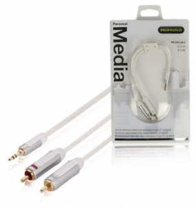 STEREO CAVO AUDIO MASCHIO DA 3.5 MM - 2X RCA MASCHIO 0.20 M BIANCO