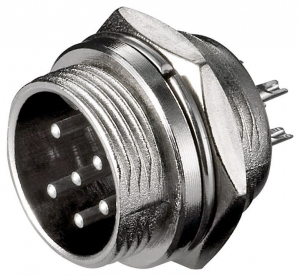 CONNETTORE CIRCOLARE DA PANNELLO SCHERMATO 6 POLI MASCHIO CON GHIERA