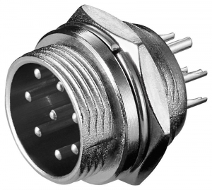 CONNETTORE CIRCOLARE DA PANNELLO SCHERMATO 8 POLI MASCHIO CON GHIERA