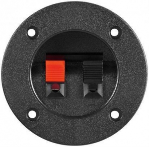 PANNELLO ALTOPARLANTI- MORSETTIERA A 2 POLI ROSSO/NERO, TONDA PER MONTAGGIO ABBASSATO