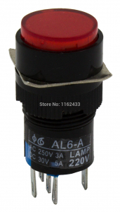 INTERRUTTORE LUMINOSO TONDO DA PANNELLO - ROSSO