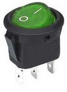 INTERRUTTORE LUMINOSO TONDO 19MM 220V VERDE