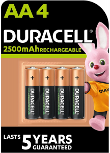 BATTERIA RICARICABILE 4 STILO AA 1,2V 2500mAh PRE CARICATE DURACELL