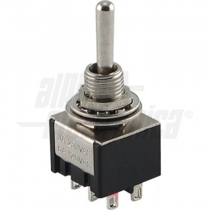 Interruttore deviatore Miniatura - 2P - DPCO - (ON)/OFF/(ON) - 3A@250V - 6 term. a saldare