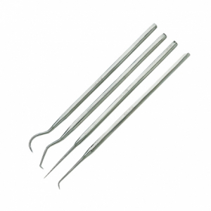 SET 4 UTENSILI IN ACCIAIO  A PUNTA CURVA E DRITTA PER LAVORI DI PRECISIONE