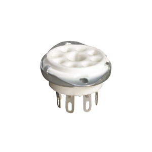 ZOCCOLO IN CERAMICA PER VALVOLE 8 PIN CON TERMINALE A SALDARE DIAMETRO 32,5mm