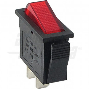 INTERRUTTORE ROSSO - 1P a bilanciere - 15A 250V - on/off - Faston 6,3