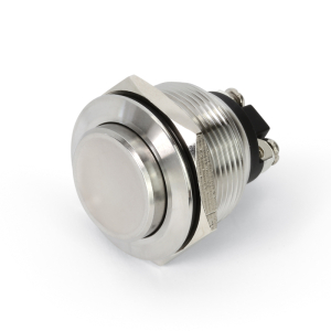 PULSANTE IN METALLO 22MM TESTA CONCAVA 2 CONTATTI A VITE N.O. IP65 250VAC 3A