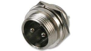 CONNETTORE CIRCOLARE DA PANNELLO SCHERMATO 2 POLI MASCHIO CON GHIERA