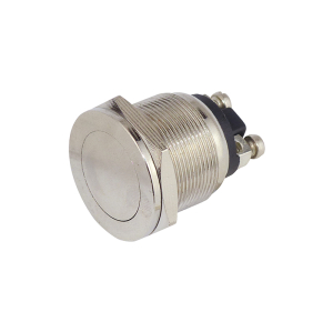 PULSANTE PIATTO IN METALLO 19 MM 2 CONTATTI A VITE N.C. 230VAC 2A