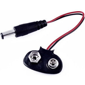 CLIP ORIZZONTALE/VERTICALE CON SPINA DC 2,1X5,5mm PER BATTERIA 9VDC TRANSISTOR