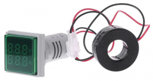 VOLTMETRO AMPEROMETRO DA PANNELLO 220AC MAX 500VAC 0-100A DIAMETRO 22mm VERDE