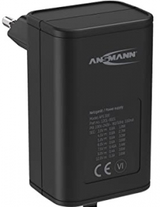 ANSMANN ALIMENTATORE SWITCHING 3-12V 1000mA 12W 7 CONNETTORI CAVO 1,8Mt