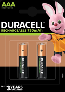 BATTERIA RICARICABILE 2 MINISTILO AAA 750 mAh DURACELL