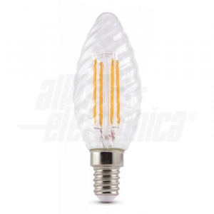 Lampadina a Led a filamento ceramico E14 - 4W - 230Vac - Trasparente - Bianco caldo