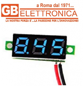 DISPLAY VOLTMETRO DIGITALE 0,28" BLU da PANNELLO 2 FILI 2,5-30VDC