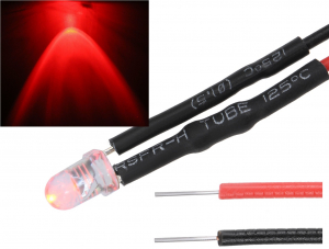 DIODO LED LAMPEGGIANTE  5mm ROSSO  9-12VDC CON RESISTORE E CAVI PRECABLATI