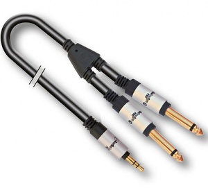 CAVO AUDIO JACK 3,5mm STEREO MASCHIO 2 JACK 6,35 MONO MASCHIO 1,5mt X-PRO DOPPIA SCHERMATURA AUDIODESIGN