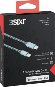 Cavo di ricarica rapida e sincronizzazione Lightning TYPE-C MFi 3SIXT 0,3MT