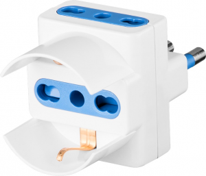 ADATTATORE TRIPLO SPINA 16A 2 PRESE BIPASSO CON SCHUKO BIPASSO TRIVALENTE BIANCO