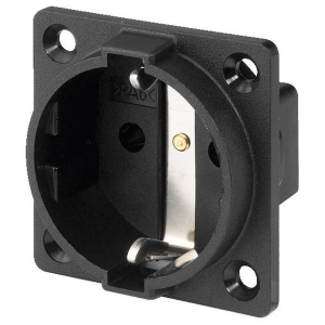 PRESA SCHUKO DA PANNELLO CONTATTI NICHELATI 250V 16A NERA