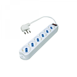 Multipresa 6 Posti Schuko/bivalente Spina 16A 90° protezione sovraccarico 3500W bianca