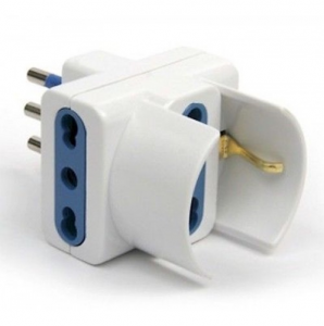 ADATTATORE TRIPLO SPINA 10A 2 PRESE BIPASSO CON SCHUKO BIPASSO TRIVALENTE BIANCO