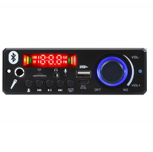 PANNELLO AMPLIFICATORE DA AUTO FM BT USB/A TYPE-C MICRO SD MIC IN AUX  VIVAVOCE 8-24VDC 2X80W