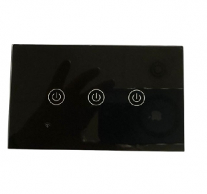 INTERRUTTORE SMART TOUCH 3 TASTI WIFI NERO COMPATIBILE GOOGLE E ALEXA