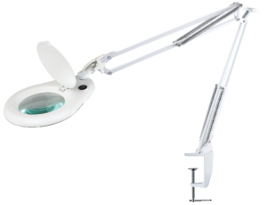 LAMPADA DA TAVOLO A PANTOGRAFO CON MORSETTO LENTE 12MM0 8X CORCOLINA T5 900LM 220VAC GBC