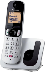 TELEFONO CORDLESS DIGITALE VIVAVOCE BLOCCO CHIAMATE SVEGLIA KX-TGC250 SILVER PANASONIC