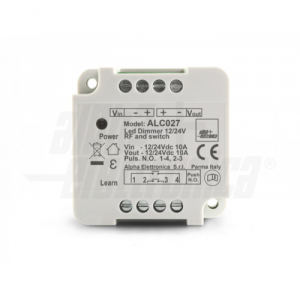 Dimmer per strisce led monocolore 12/24V - 10A - Comando con pulsante opto isolato e telecomando RF