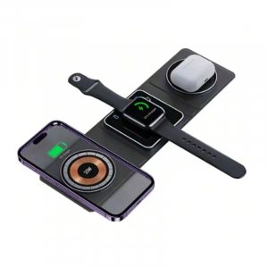 CARICATORE 3 IN 1 WIRELESS A INDUZIONE MAGSAFE PIEGHEVOLE CARICA VELOCE MAX 15W