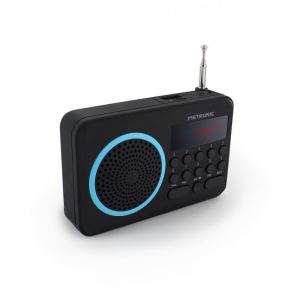 RADIO FM PORTATILE RICARICABILE  USB MICRO SD USC.CUFFIA BLU METRONIC