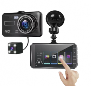 DASH CAM ANTERIORE POSTERIORE 170° CON DISPLAY 4" TOUCH 12MP 1080P G-SENSOR TF MAX 32GB 5VDC