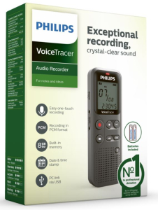 REGISTRATORE VOCALE AUDIO DIGITALE PORTATILE 8GB 46H (12H CONTINUATE) BATTERIE 2XAAA PHILIPS