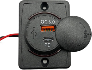 DOPPIA PRESA USB 3.0 QC+TYPE-C PD DA PANNELLO 12-24VDC  51W MAX