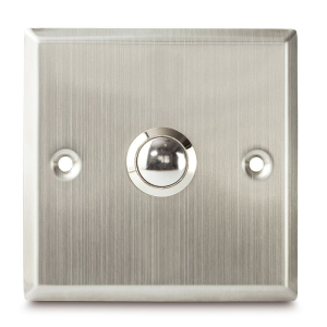 PLACCA CON PULSANTE 2 CONTATTI NC IN ACCIAIO INOX 86x86mm 24VDC 1,5A MAX