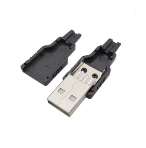 SPINA USB/A MASCHIO 4 PIN SALDARE COPERTURA PLASTICA NERA