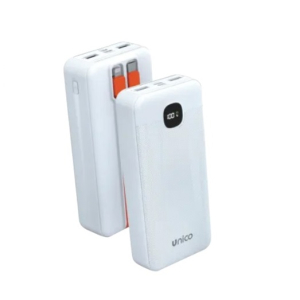 POWERBANK 20000mAh DISPLAY 2 USB/A+TYPE-C+LIGHTNING+MicroUSB CARICA RAPIDA 22,5W BIANCA