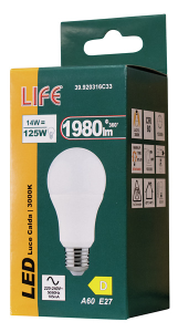 LAMPADA LED GOCCIA A60 E27 14W EQUIVALENTE 125W LUCE CALDA 3000K 1980lm FA310°