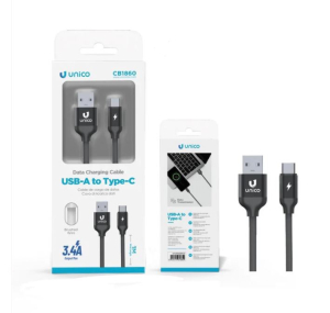 CAVO USB/A-TYPE-C RICARICA RAPIDA + DATI NERO 3,4A 1MT