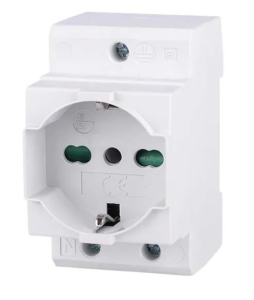 PRESA SCHUKO BIPASSO DA GUIDA DIN 16A 250V BIANCA