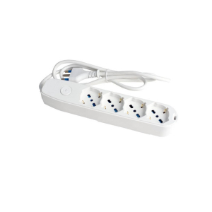 MULTIPRESA 4 POSIZIONI SCHUKO BIPASSO INTERRUTTORE SPINA 16A DRITTA CAVO 3MT 3500W BIANCA