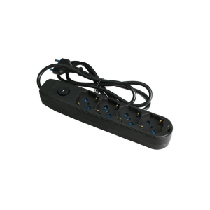 MULTIPRESA 4 POSIZIONI SCHUKO BIPASSO INTERRUTTORE SPINA 16A DRITTA CAVO 1,5MT 3500W NERA