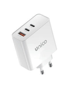 CARICATORE DA MURO PRESA USB/A QC3.0 + 2X TYPE-C 5VDC PD 65W BIANCO