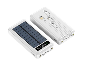 POWERBANK 12000mAh CON PANNELLO SOLARE DISPLAY 4 CAVI USB/A+TYPE-C+MicroUSB+LIGHTNING CARICA 2,4A