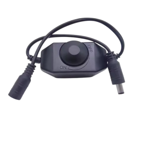 INTERRUTTORE DIMMER POTENZIOMETRO 66x30mm SPINA+PRESA DC 12VDC/24VDC MAX 2A NERO