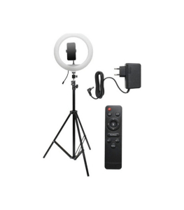 LAMPADA RING AD ANELLO PER SELFIE 13" CON ASTA 1,80MT 3000K/4000K/6500K TELECOMANDO 12VDC 2A