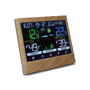 SVEGLIA STAZIONE METEO IN LEGNO SENSORE ESTERNO WIRELESS LUMINOSITA' DISPLAY REGOLABILE